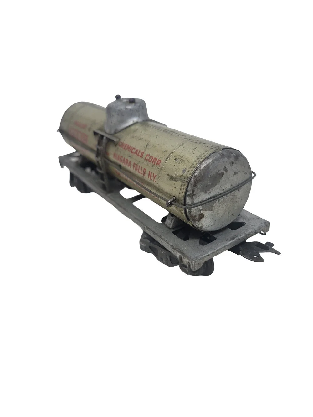 Vintage Tin Litho Toy Train Tank Car Niacet Chemicals O Gauge 7in USA Made 1940s